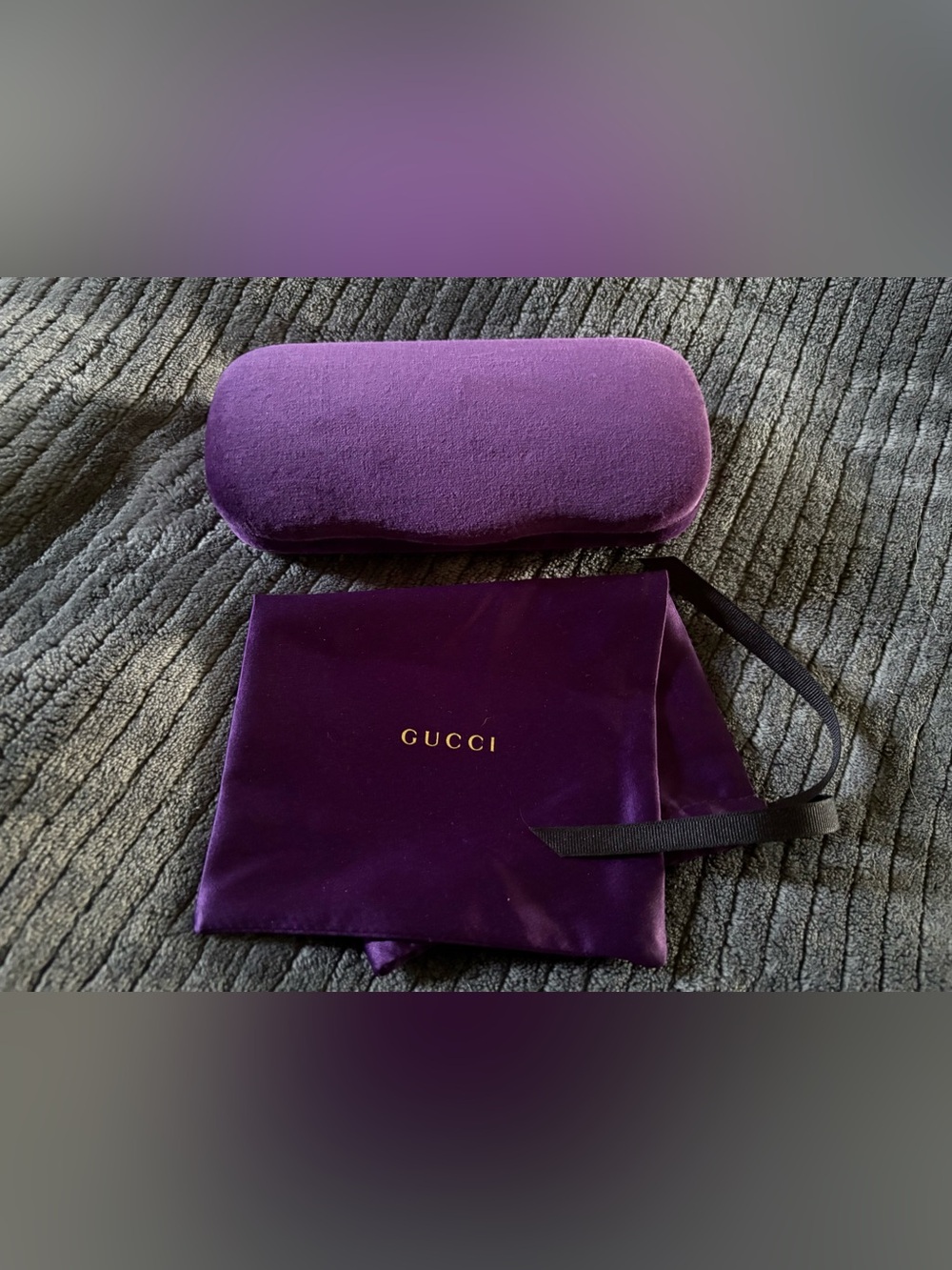 Gucci Purple Velvet Sunglasses Case and Pouch